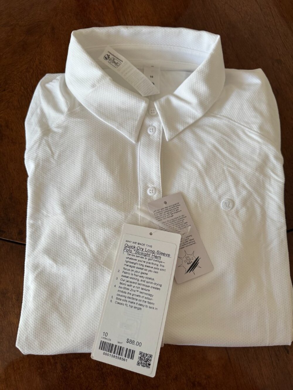 NWT LULULEMON $88 quick dry polo shirt-size 10 - Picture 2 of 4